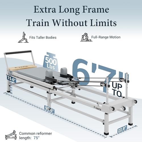 PAETA Pilates Reformer, 91" Foldable Reformer Pilates Machine with Adjustable Reformer Heights