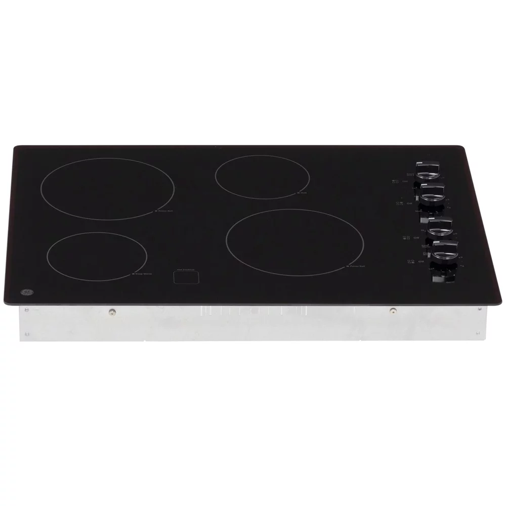 GE JP3030DJBB 30 inch Built-In-Knob Control Electric Cooktop Bundle with Premium 2 YR CPS Enhanced Protection Pack