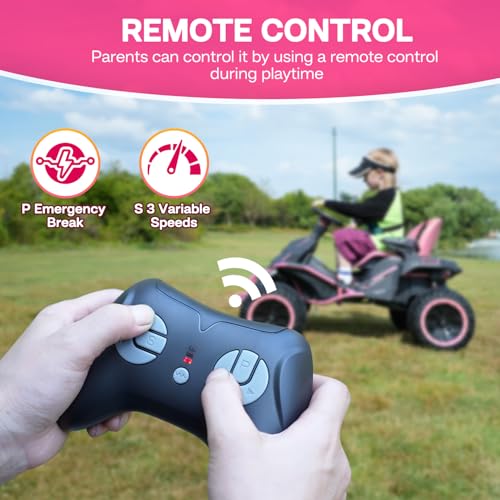24V Ride on Toy for Big Kids, Kids' Electric Vehicles Outdoor Race Toy with 4 Strong Motors Total 300W Bluetooth Speaker and 24V 7AH Big Battery