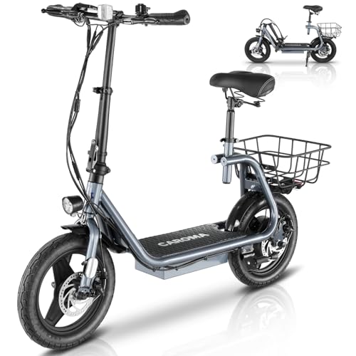 Caroma Peak 500W/800W/1200W Electric Scooter with Seat for Adults,up to 30 Miles&20MPH, 14" Fat Tire