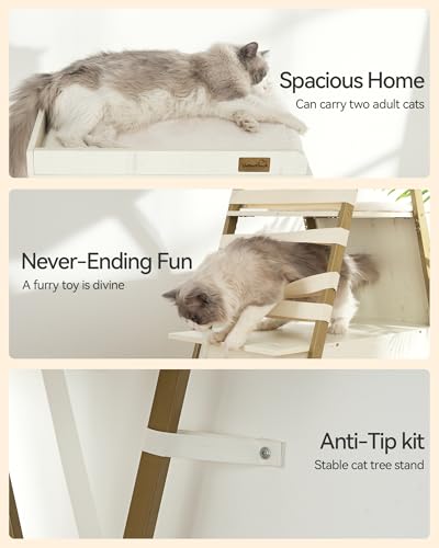 FourFurPets 72.4" Modern Cat Tower for Indoor Cats - Multi-Level Condo With Caves, Tall Tree With Scratching Board, Wooden Tower With Large Perch