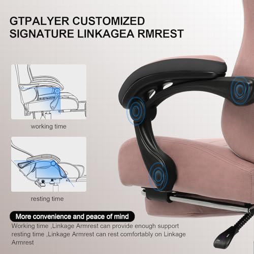 GTPLAYER Gaming Chair, Computer Office Chair with Pocket Spring Cushion, Linkage Armrests and Footrest