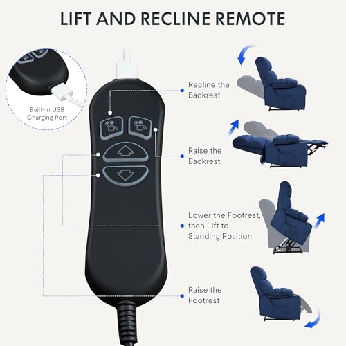 FLEXISPOT XL31 Power Lift Recliner Chair for Elderly, Electric Lift Chair with Massage & Heat, PU Leather Reclining Sofa w/Cup Holders