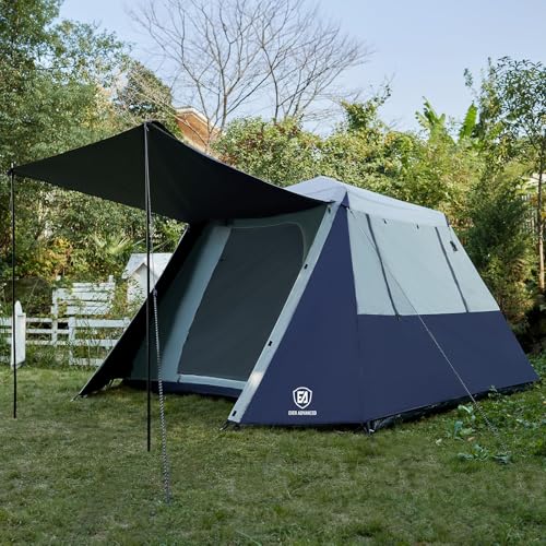 EVER ADVANCED Blackout 6 Person Camping Tent, Instant Cabin Tent for Family with Vestibule and Large Mesh Windows, 60s Easy Setup, Double Layer