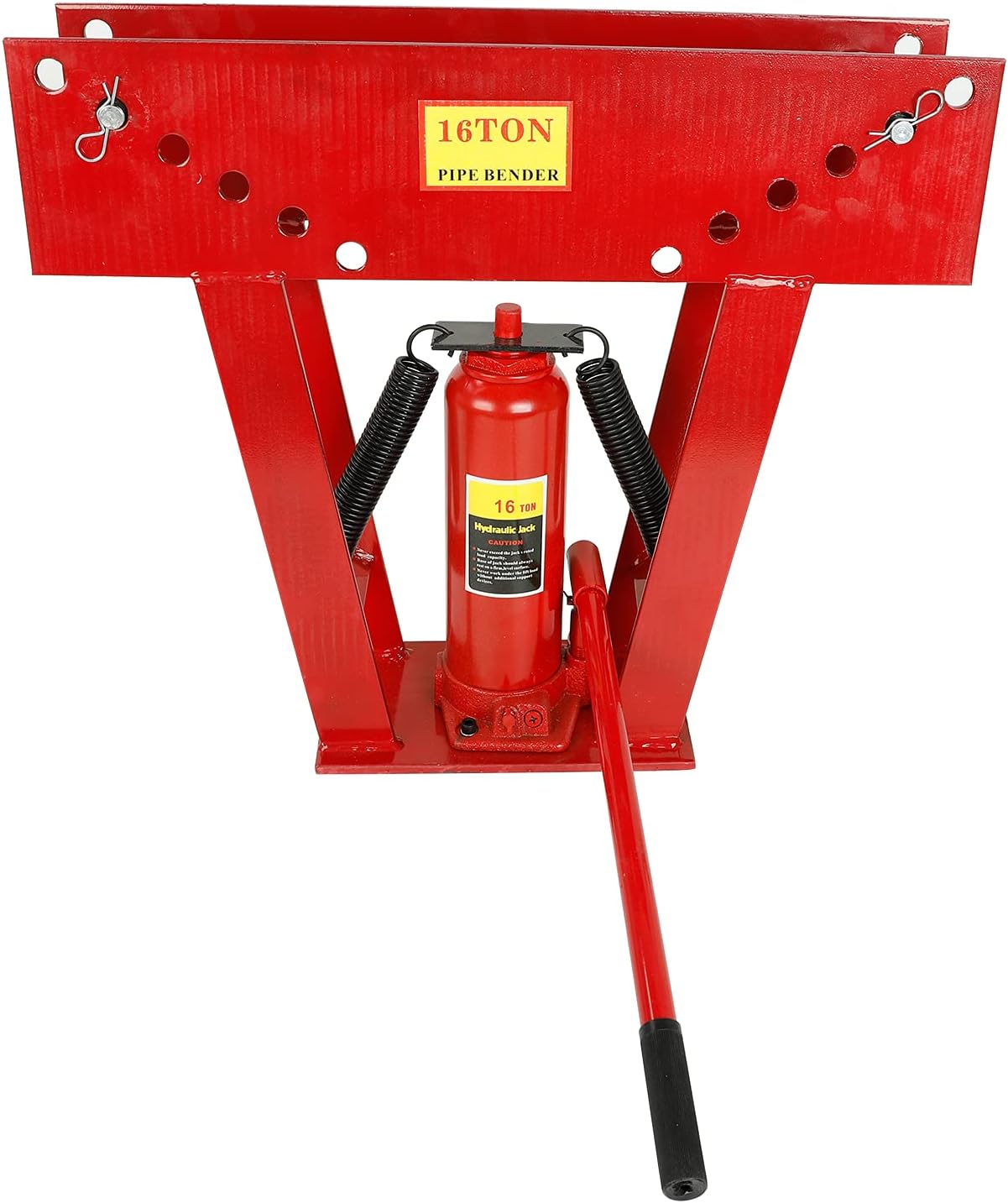 TYFYB 16 Ton Pipe Bender Hydraulic Tube Rod Bending Machine with Adjustable Rollers and 8 Cast Iron Dies For 1/2inch-3inch pipe,Red