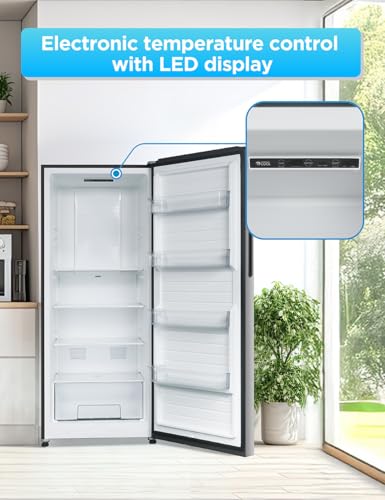 Commercial Cool 11.1 Cu. Ft. Convertible Freezer Refrigerator, Upright Fridge with Glass Shelves, Reversible Door, ENERGY STAR rated, Auto Defrost