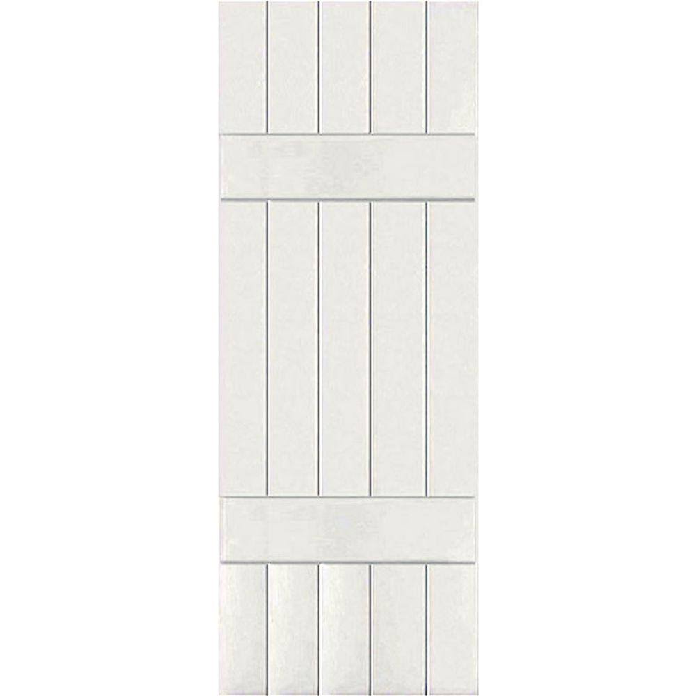 Ekena Millwork 18 in. x 29 in. Exterior Real Wood Sapele Mahogany Board and Batten Shutters Pair White