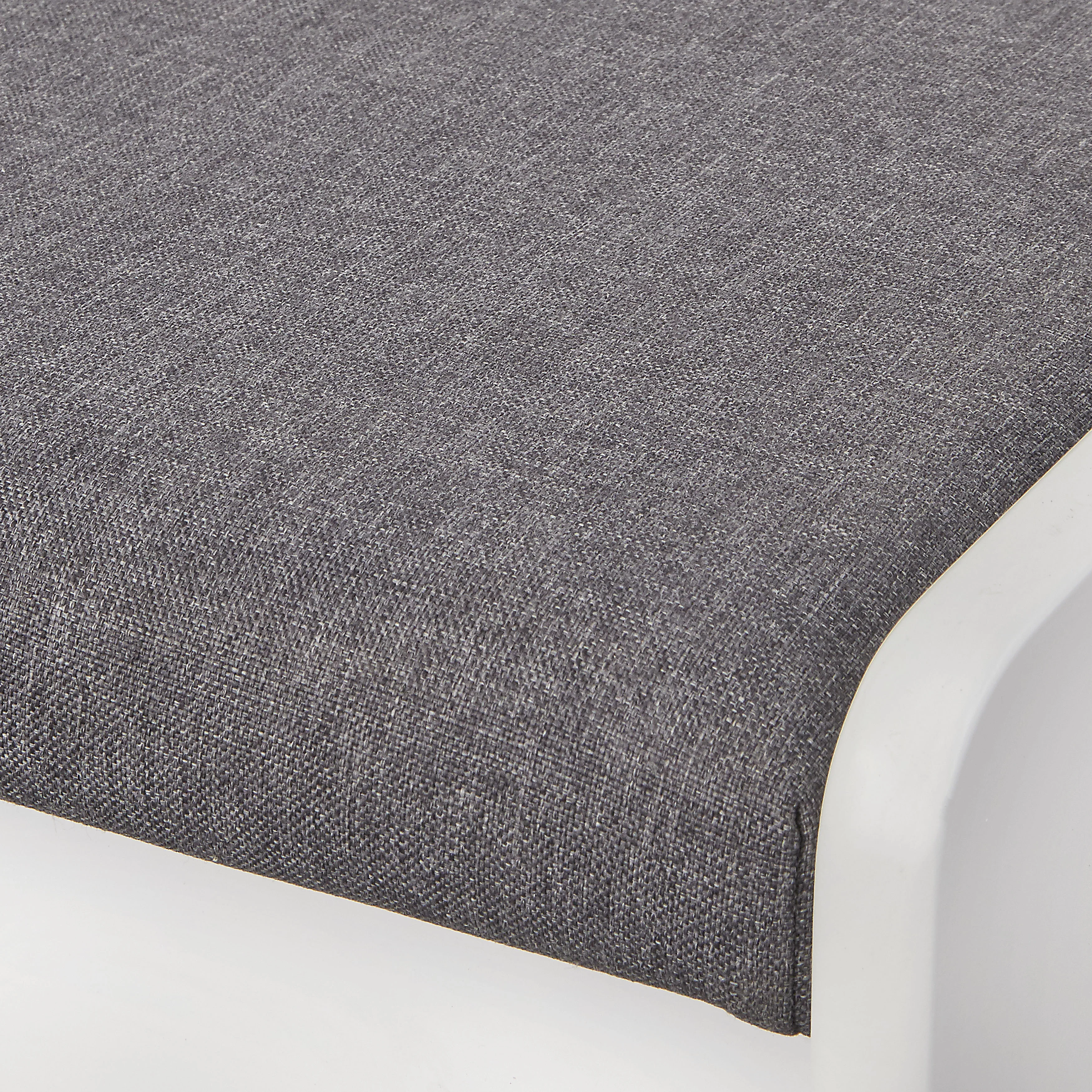 TMS Polly 3-Piece Upholstered Dining Nook Set, White Finish with Gray Upholstered Seat Cushions - Radiant Selections
