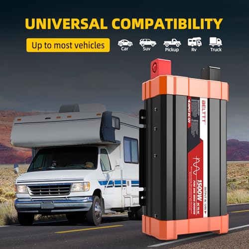 BELTTT 2000W Pure Sine Wave Inverter, Car Power Inverter 12V to 120V AC Converter for RV, Truck, Solar, Outdoor with Dual AC and 20A Socket
