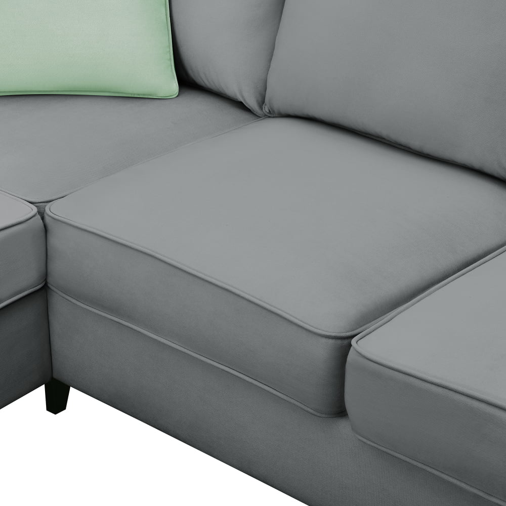 112*87" Sectional Sofa Couches Living Room Sets 7 Seats Modular Sectional Sofa with Ottoman L Shape Fabric Sofa Corner Couch Set with 3 Pillows,Grey