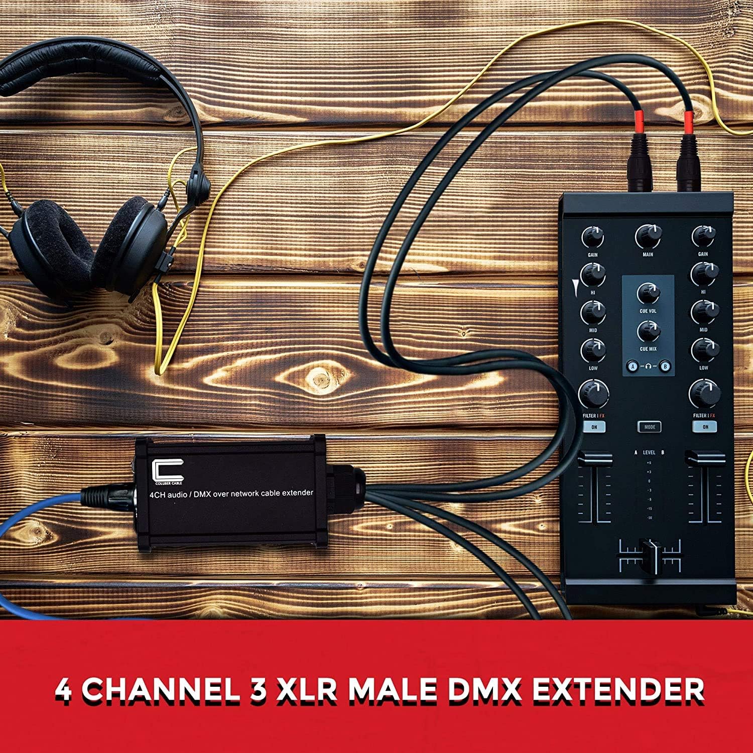 XLR Over Cat5 4 Channel 3-Pin Male Female to Single Ethernet - XLR, AES, DMX Over RJ45 Cat5/Cat6 Audio Over Ethernet Multi Network Snake Receiver