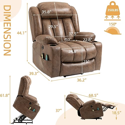 Large Electric Power Lift Recliner Chair with Extended Footrest for Elderly Big, Extra Large and Wide Reclining Sofa for Living Room