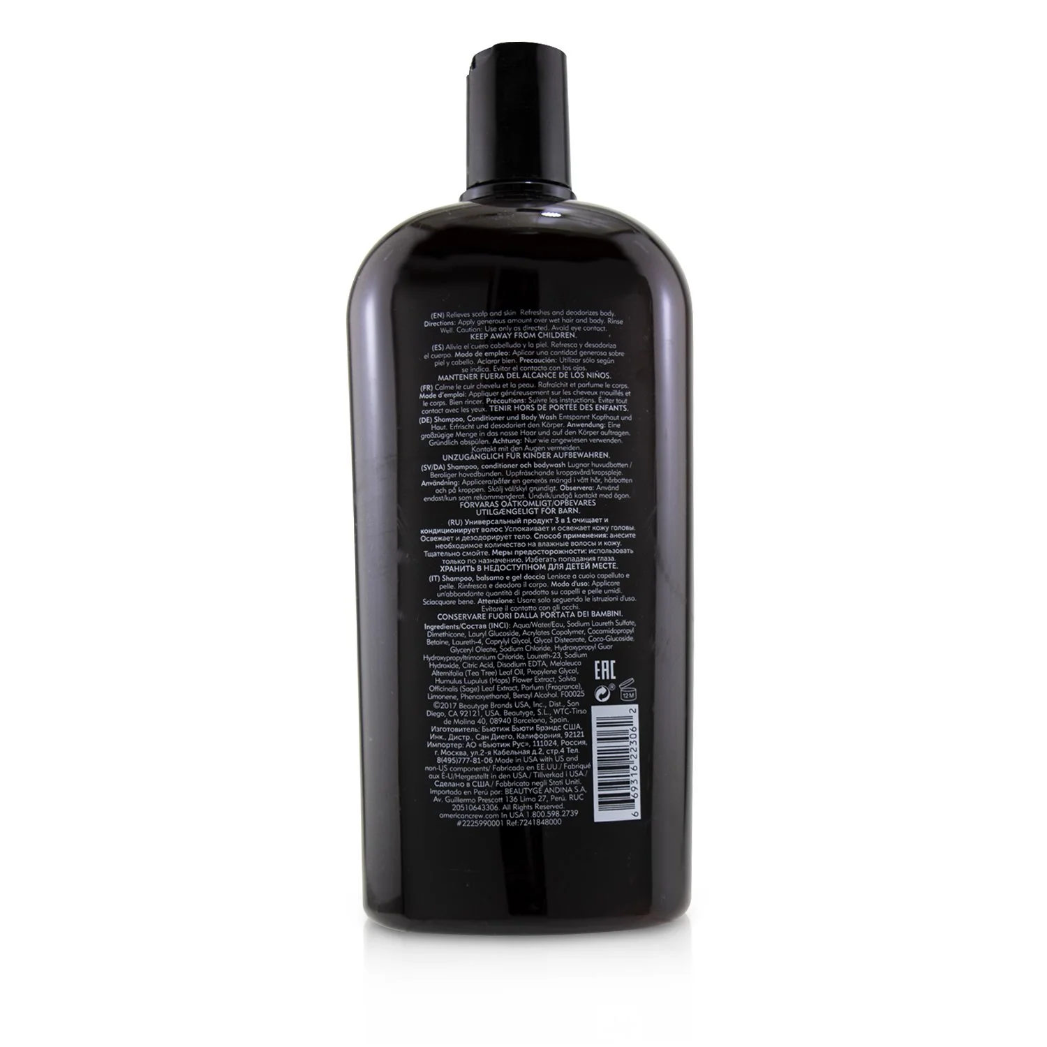 American Crew Men 3-IN-1 Tea Tree Shampoo, Conditioner and Body Wash  1000ml/33.8oz