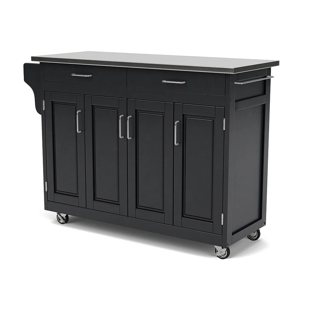 Homestyles Create-a-Cart Wood Kitchen Cart in Black