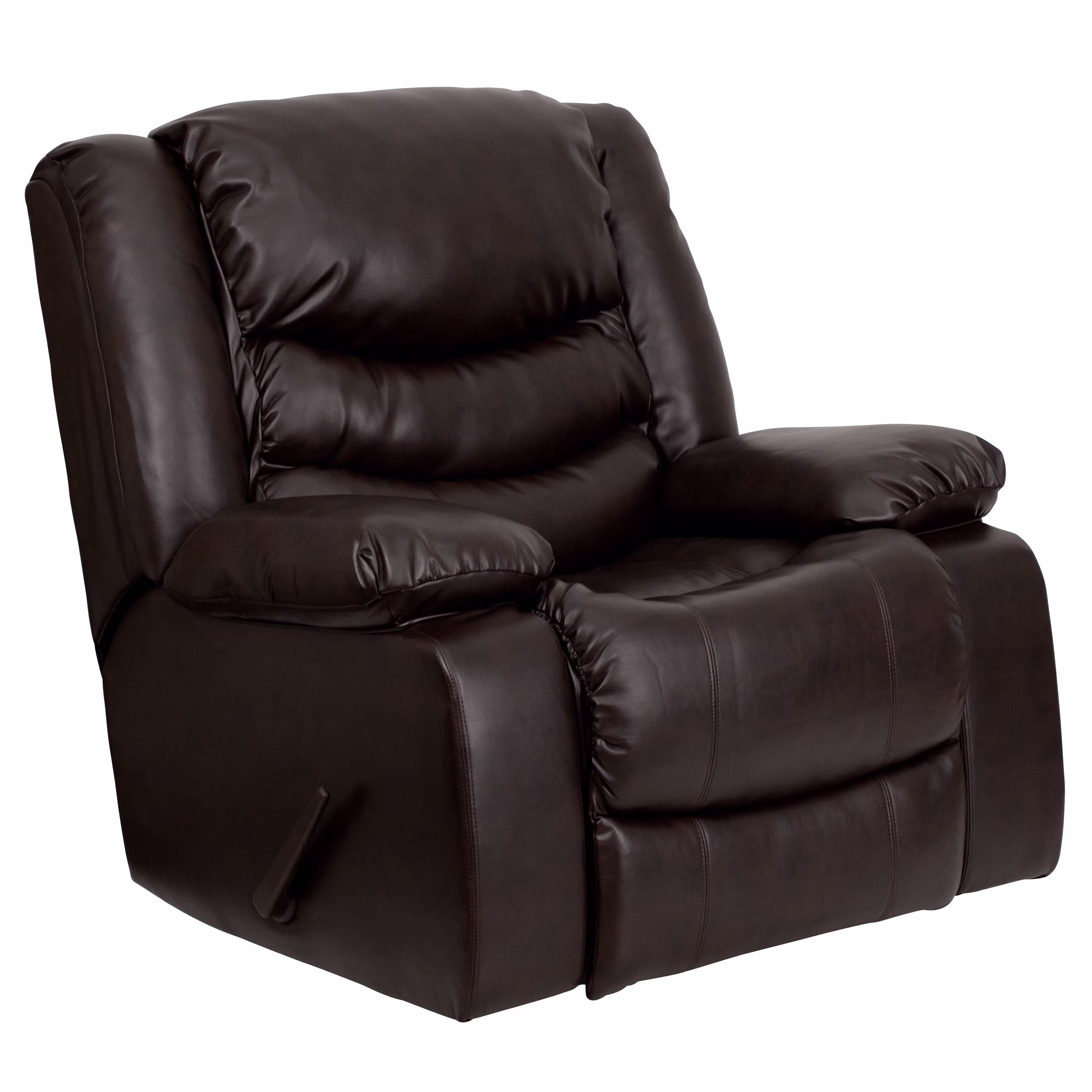 Flash Furniture Kyle Plush Brown LeatherSoft Lever Rocker Recliner with Padded Arms