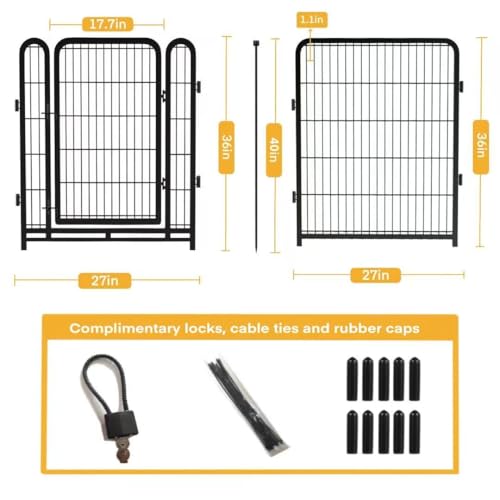 Tall Garden Fence, 32 in(H) 8 Panels Dog Fence Outdoor for Yard. Wide Door Low Threshold Total 17.7 Ft(L)