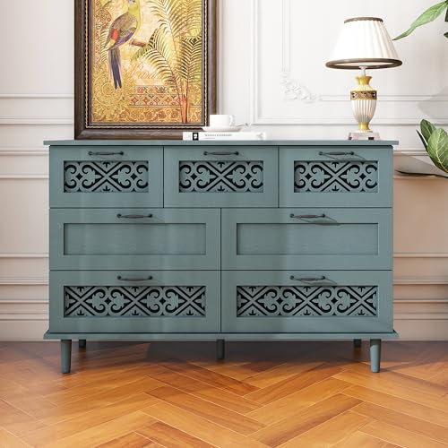 Farmhouse Sideboard Cabinet Accent Sideboard Buffet Cabinet With 3 Door 3 Drawer Wooden Cabinet Storage Cupboard Console Table Coffee Bar For Living
