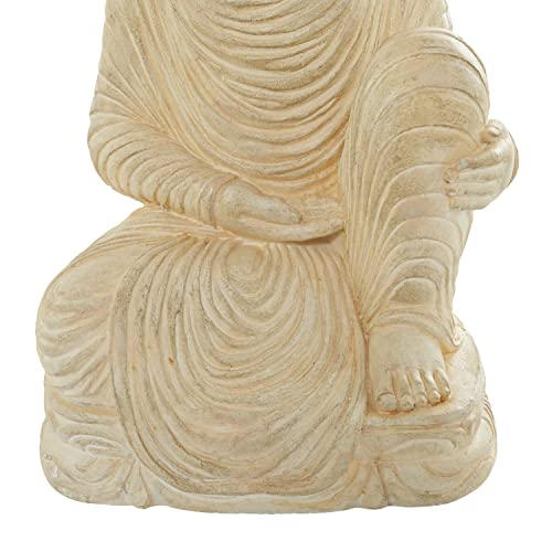 Deco 79 Magnesium Oxide Buddha Decorative Garden Sculpture Indoor Outdoor Meditating Garden Statue, Outdoor Sculpture 19" x 15" x 36", Silver