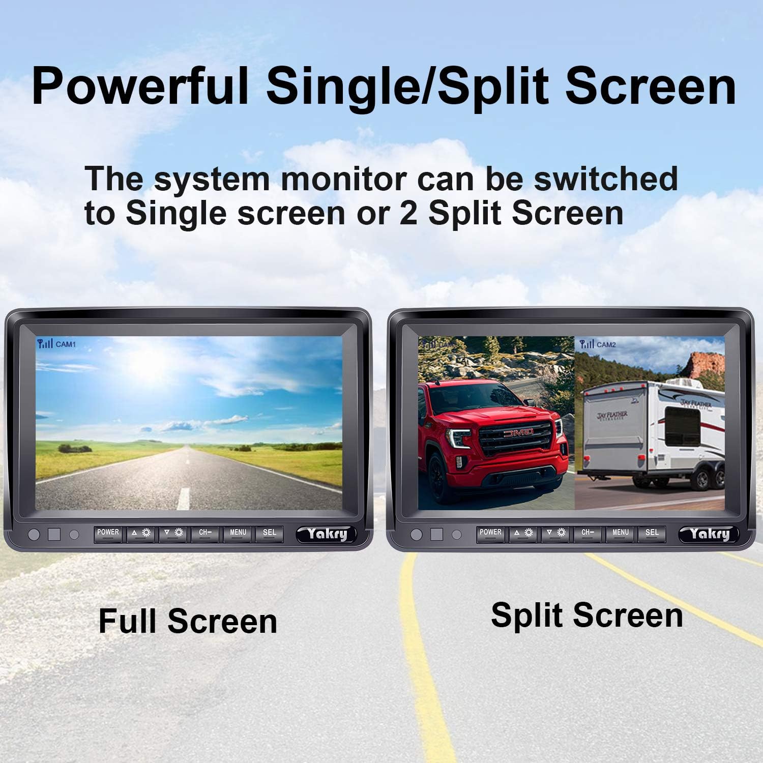 RV Backup Camera Wireless HD 1080P Car/Truck Hitch Rear View Camera + Trailer Rear View Camera with 7 Inch Monitor with Adapter Compatible with