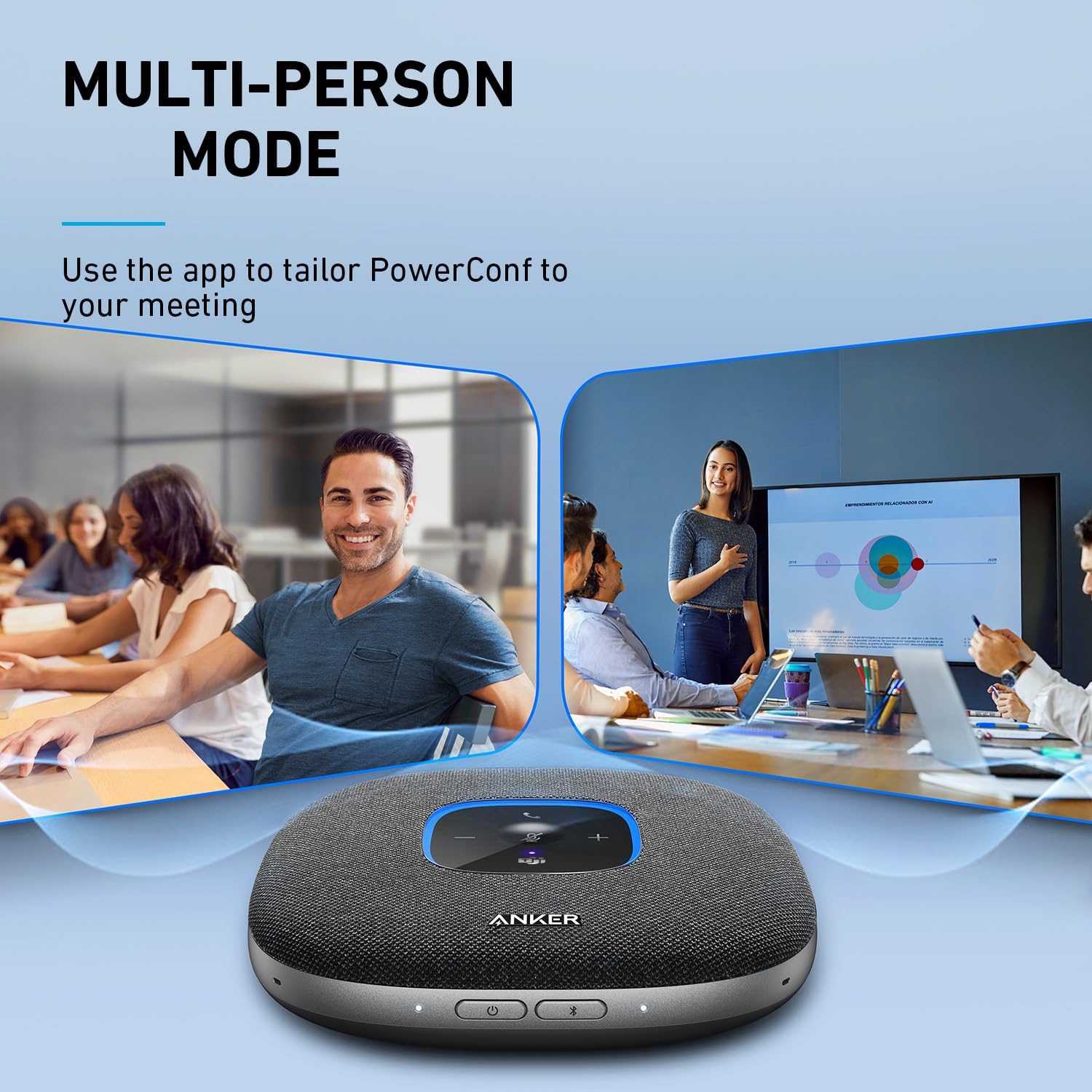Anker PowerConf S3 MS Speakerphone with Microsoft Teams Certification, 6 Mics, Enhanced Voice Pickup, 24H Call Time, App Control, Bluetooth 5.3