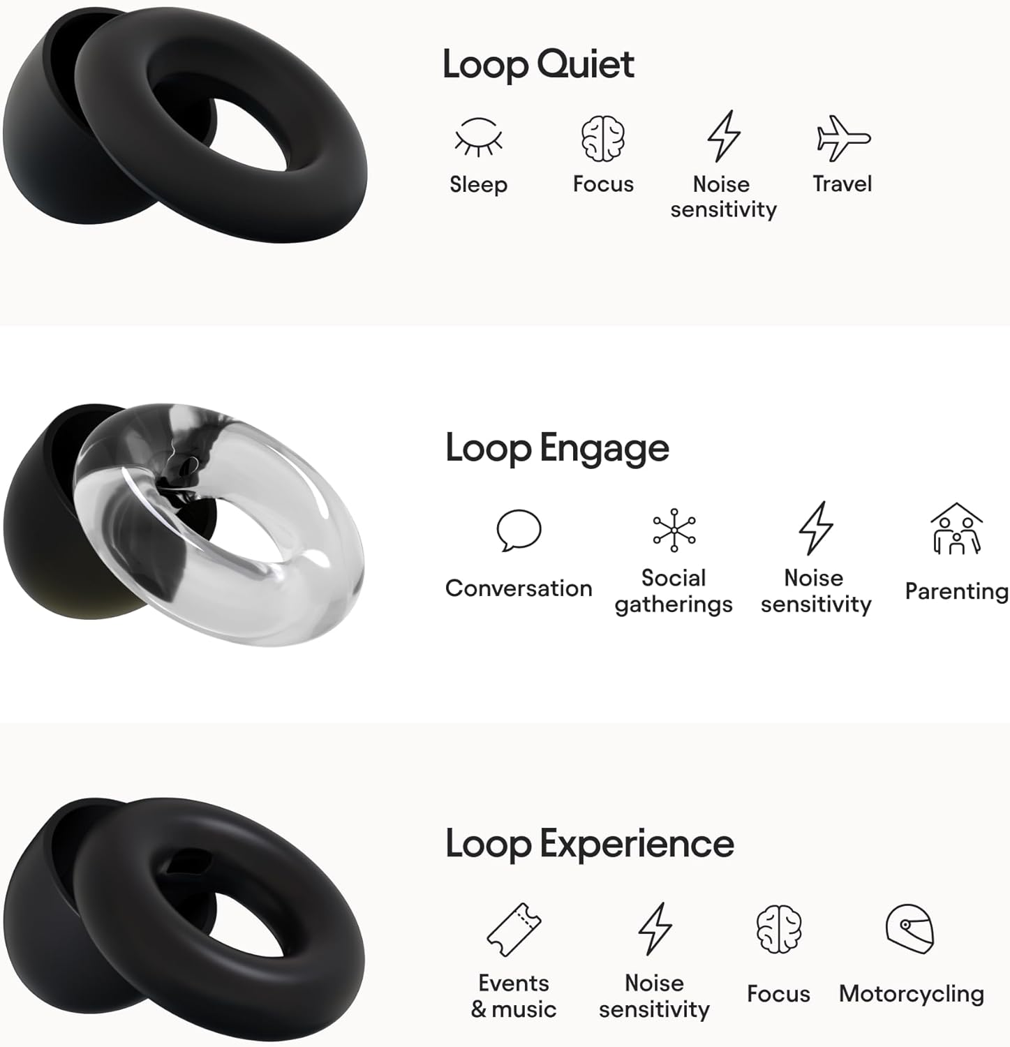 Loop Earplugs Ultimate Bundle (3-Pack) – Loop Quiet + Loop Experience + Loop Engage + Mute + Carry Case | Ear Plugs for Sleep, Focus, Concerts