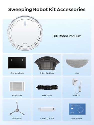 Vyzzle Robot Vacuum, 5000Pa Robot Vacuum and Mop, Smart Navigation, Ultra Slim Robot Vacuum Cleaner Self-Charging, Wi-Fi/App/Alexa Control