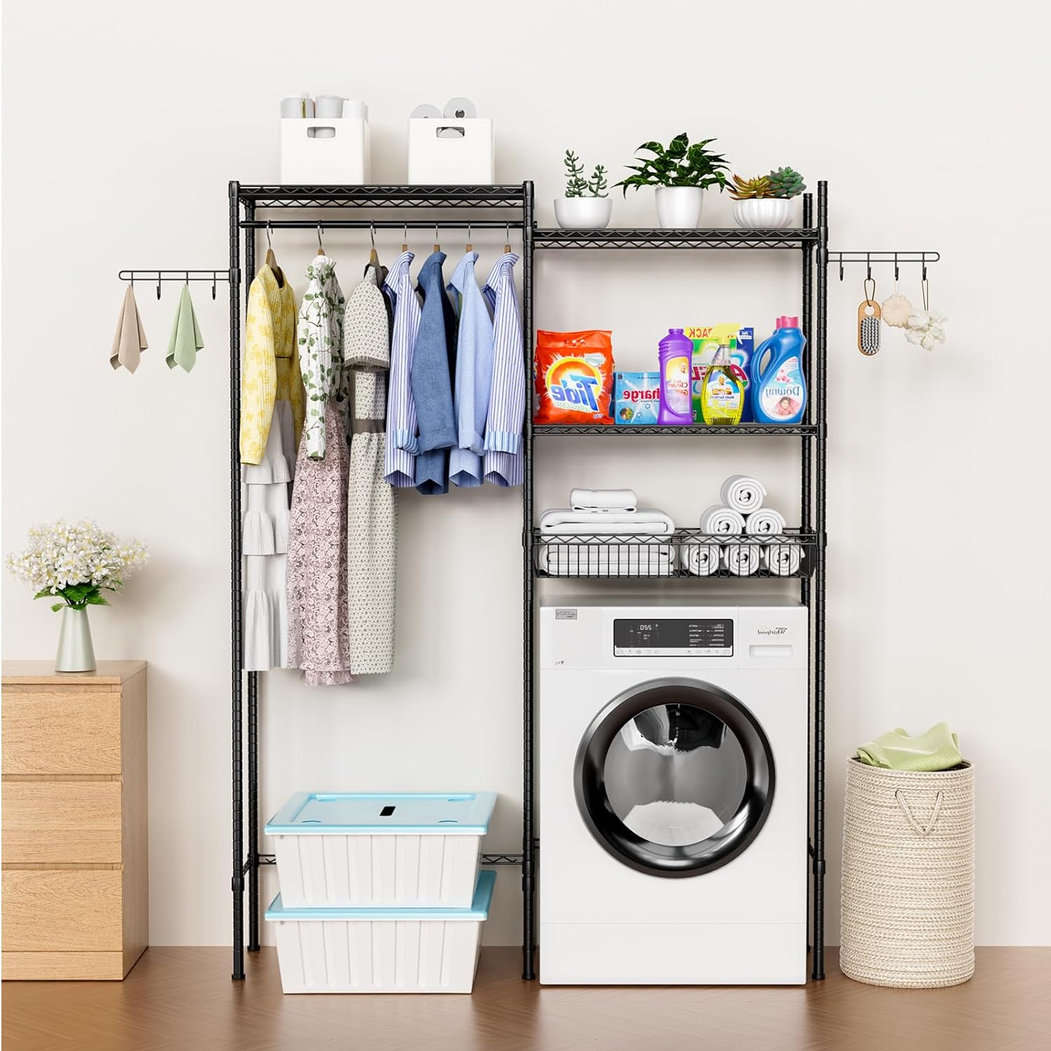 Over The Washer and Dryer Storage Shelf, Laundry Room Space-Saving Organization Shelves