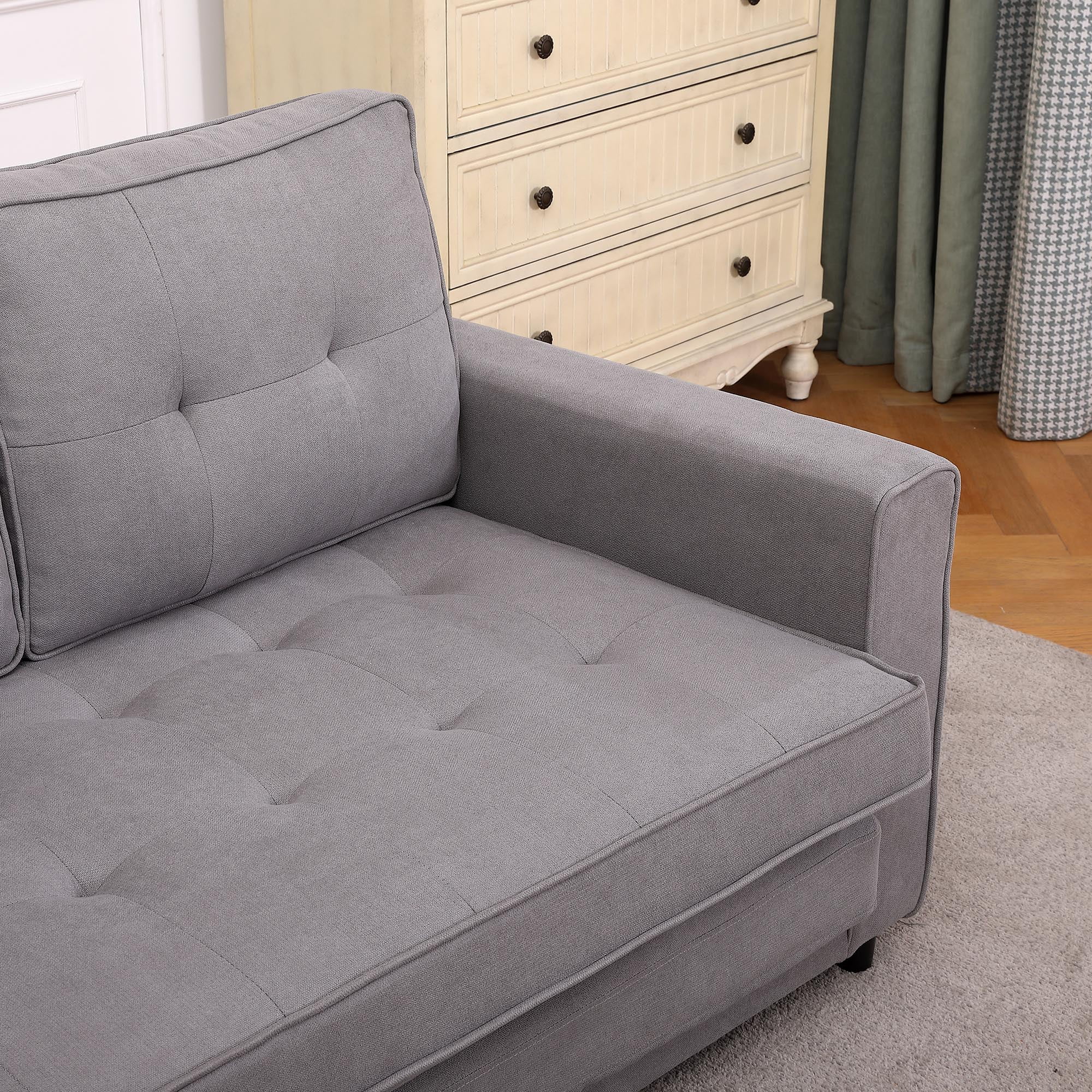 3-in-1 Upholstered Futon Sofa Convertible Floor Sofa bed,Foldable Tufted Loveseat with Pull Out Sleeper Couch Bed