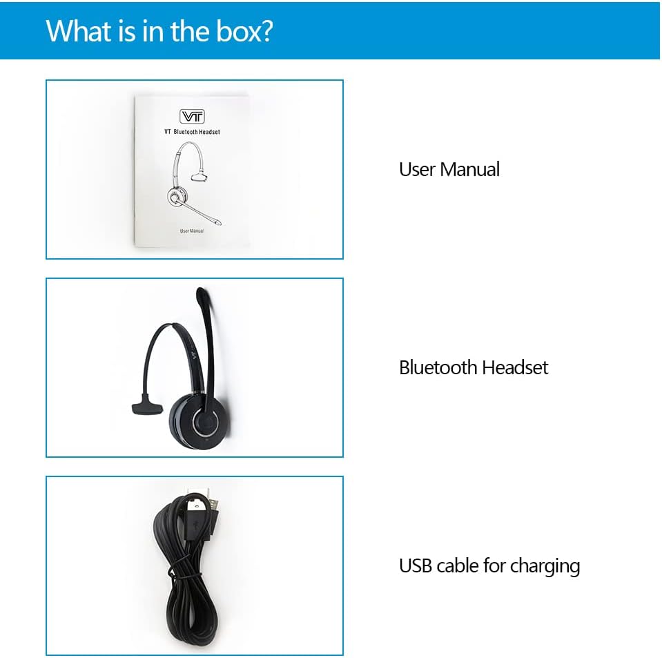 Voiceplus Bluetooth-Headset with Environment-Noise-Cancelling Microphone - Wireless Cellphone Computer Headphone with Mute,Volume