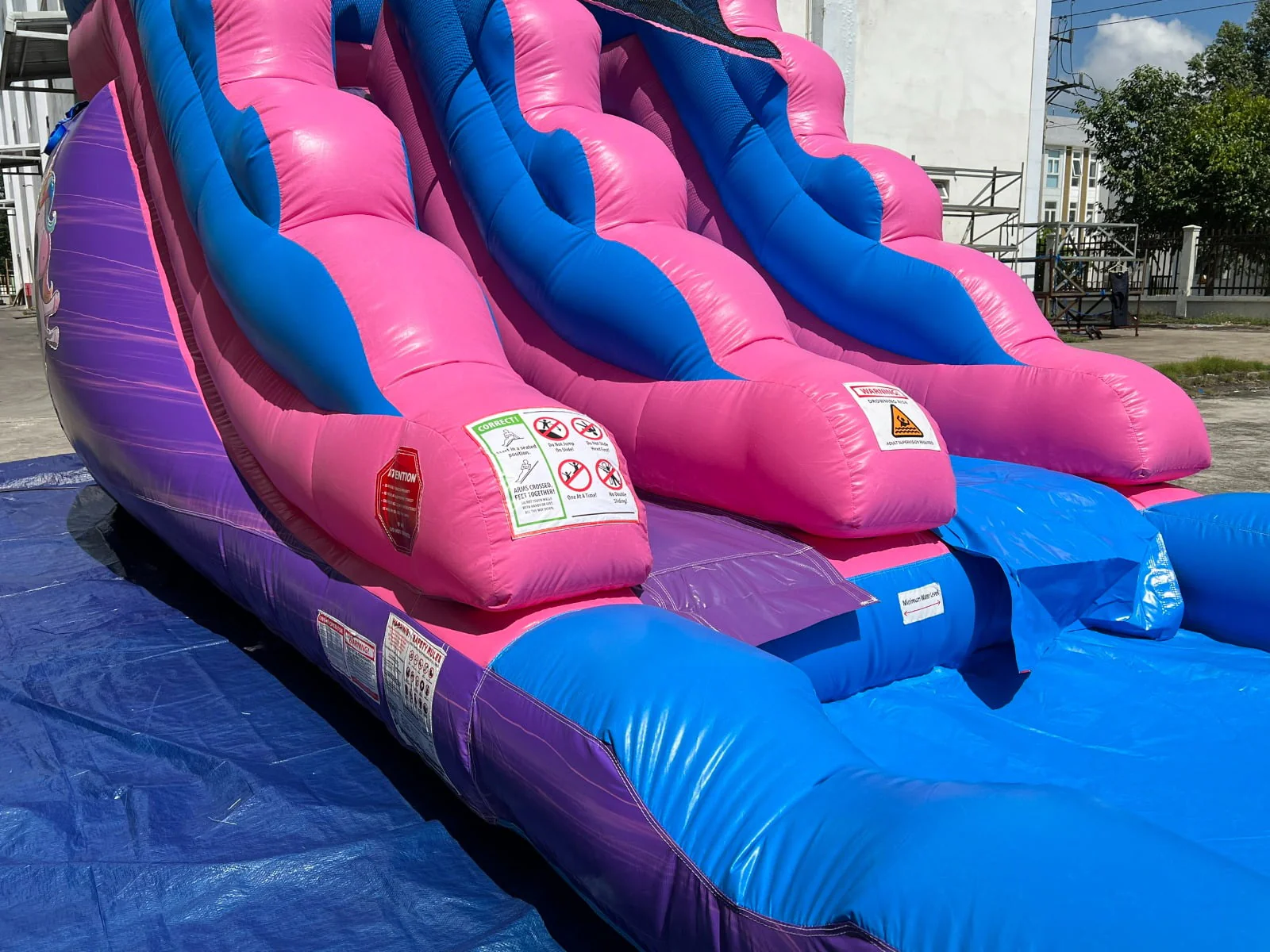 Pogo Bounce House Crossover Kids Inflatable Water Slide, Pink Unicorn with Blower, 12 ft