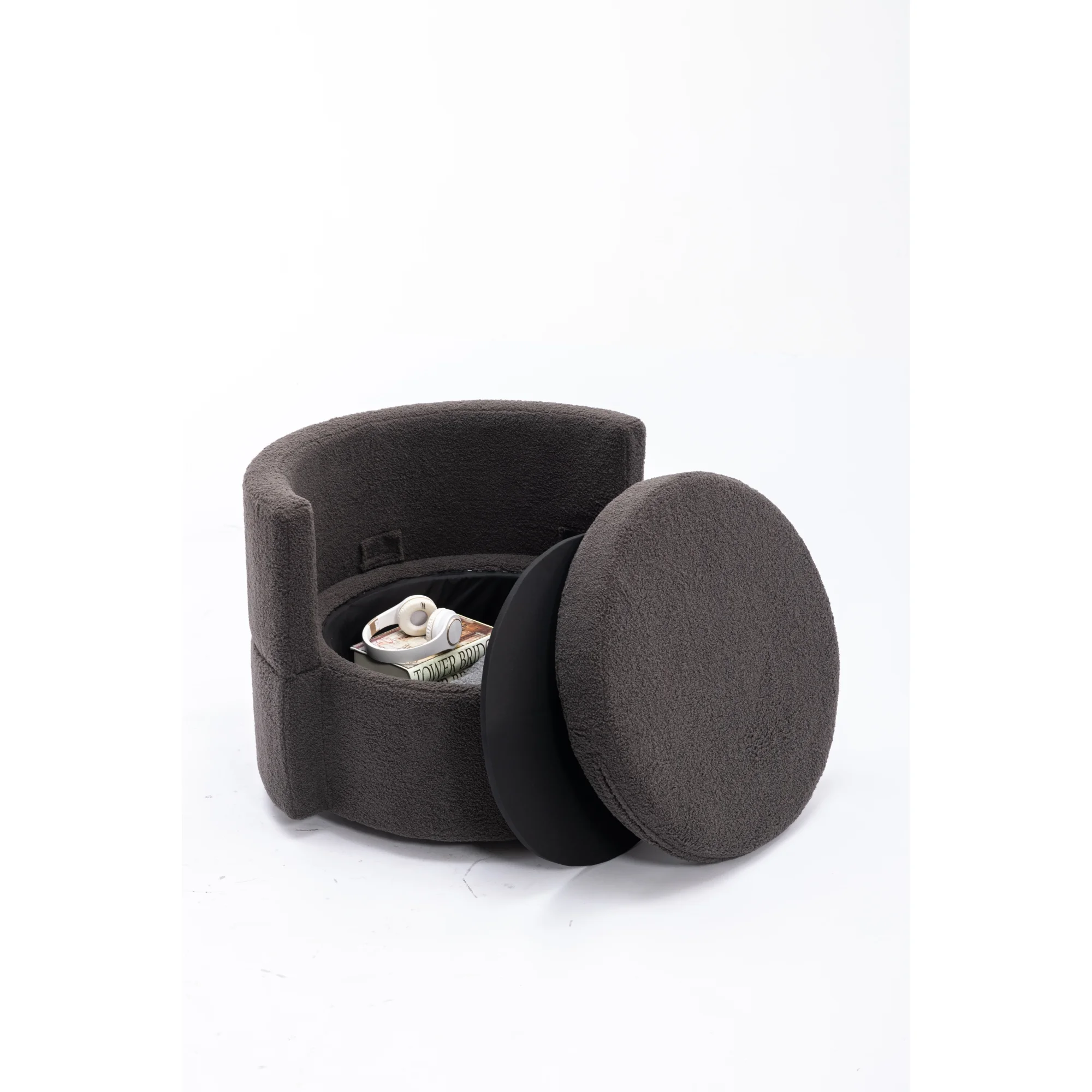 Swivel And Storage Chair For Living Room,Dark Gray