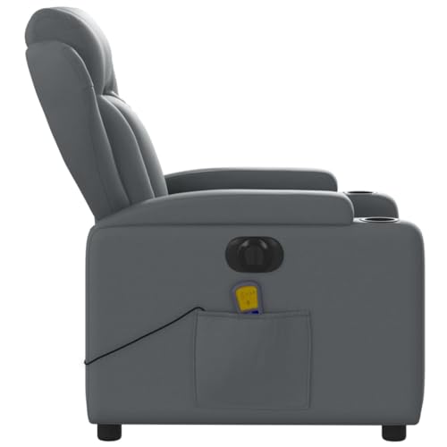 Electric Massage Recliner Chair Gray Faux Leather