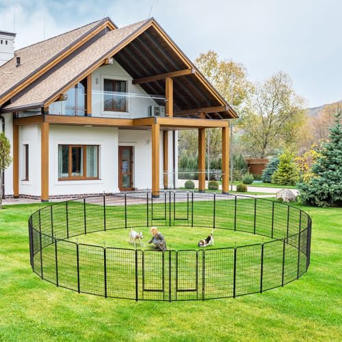 Dog Playpen Outdoor Extra Wide 12 Panels Heavy Duty Anti-Rust Coating-Strengthened Dog Fence 40" Height with Doors Portable for RV Camping Yard
