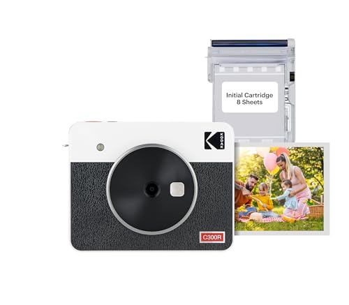 KODAK Mini Shot 3 Retro 4PASS 2-in-1 Instant Digital Camera and Photo Printer (3x3 inches) + 60 Sheets Cartridge Bundle, White