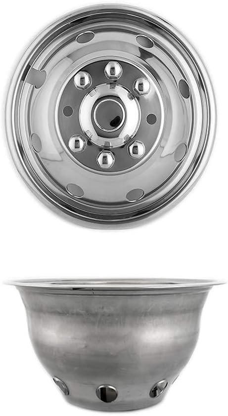Deebior 4pcs 17inch Polished Stainless Steel Dually Wheel Simulators, Nice looking and Durable Bolt On Wheel Cover