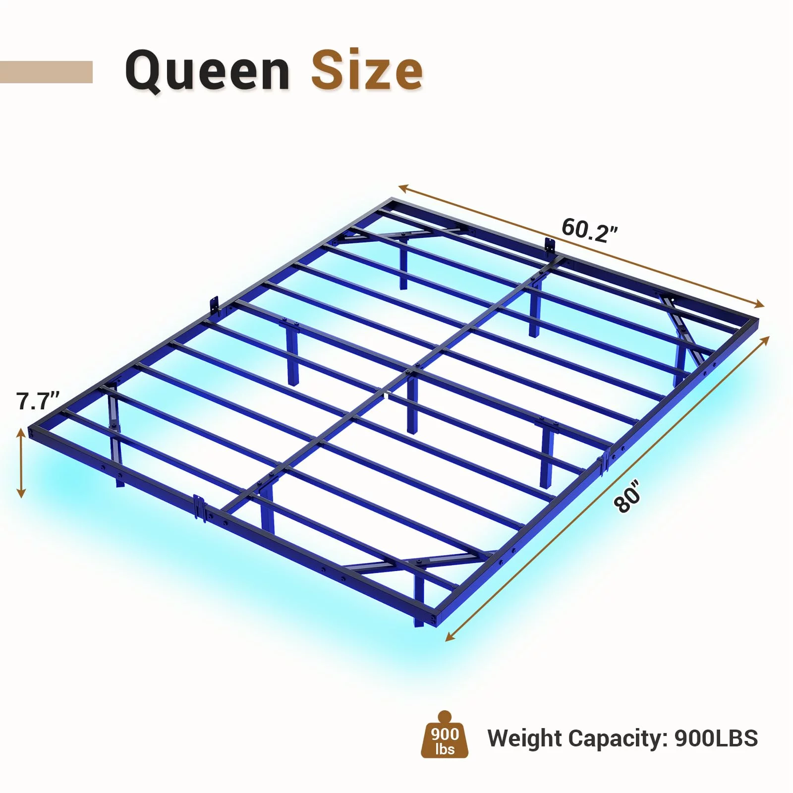 Queen Size Floating Bed Frame with LED Lights, Black Metal Platform Bed, No Box Spring Needed, Easy to Assemble
