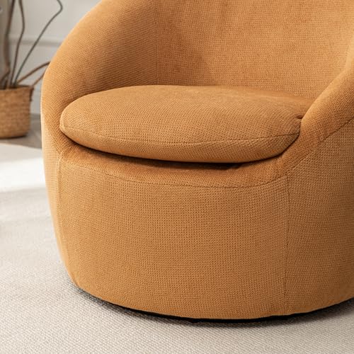 360 Swivel Accent Barrel Chair with Storage Ottoman & Headrest