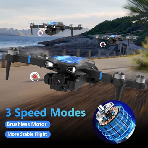 M18LCD Drone with 1080P Camera 45&deg; Adjustable Lens Brushless Motor Rechargeable LCD Remote Foldable RC Quadcopter for Beginners