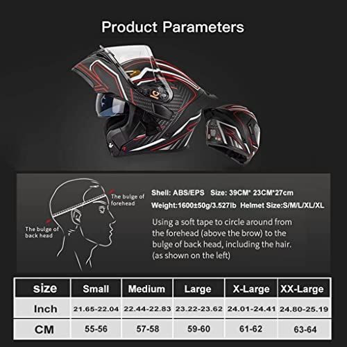 Motocross Bluetooth Full Face Helmet Adults Dirt Bike Flip up Motorcycle Helmet Modular Dual Anti-Fog Visors Built-in MP3 Speaker for ATV MTB Four