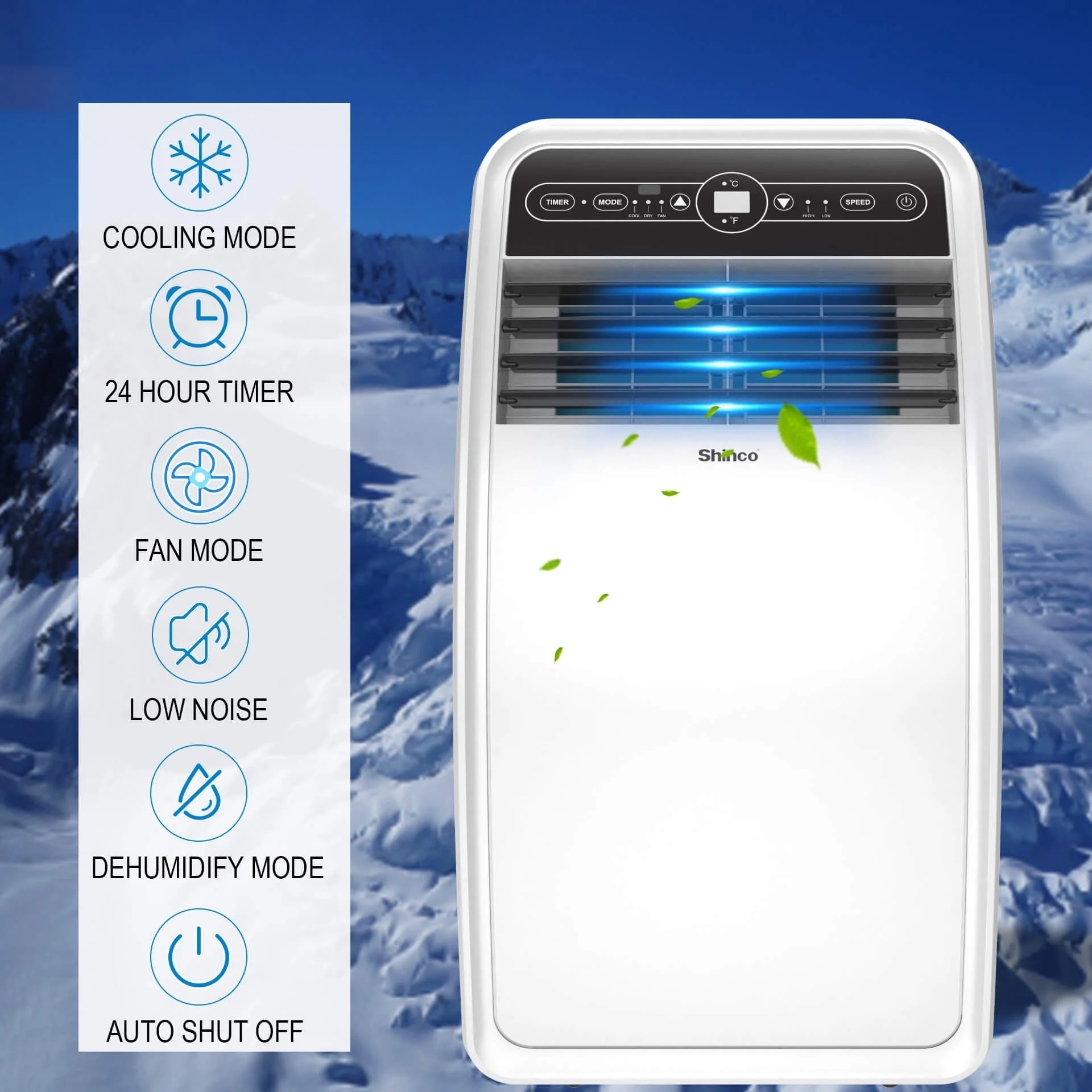 Shinco 4350BTU SACC(8000BTU ASHRAE) 3 in 1 Portable Air Conditioner, Air Cooler with Remote Control / Window Kit