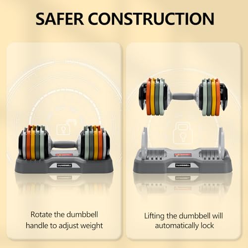 AOTOB 25/55 lbs Dumbbell Set, Anti-Slip Fast Adjust Turning Handle, Adjustable for Men and Women, Pair for Home Gym Exercise