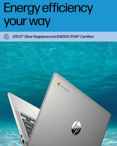 HP Chromebook 14 Laptop, Intel Celeron N4120, 4 GB RAM, 64 GB eMMC, 14" HD Display, Chrome OS, Thin Design, 4K Graphics, Long Battery Life