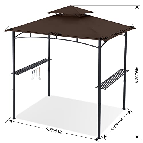 ABCCANOPY 8x5 Grill Gazebo - Outdoor BBQ Canopy Shelter with Led Light for Patio Backyard Grilling (Dark Gray)
