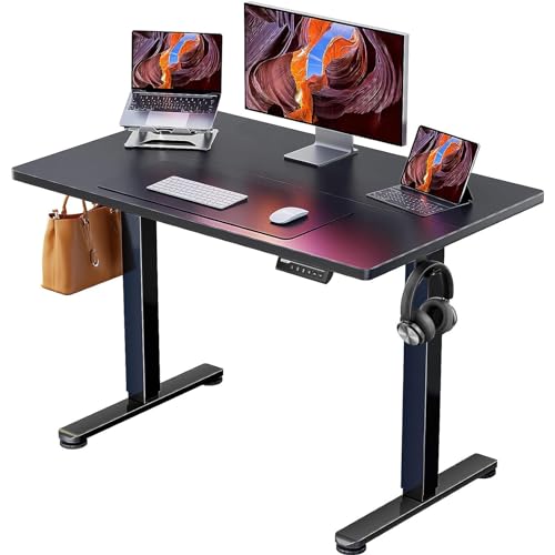 ErGear Height Adjustable Electric Standing Desk, 48 x 24 Inches Sit Stand up Desk, Memory Computer Home Office Desk with Two-Piece Desktop (Walnut)
