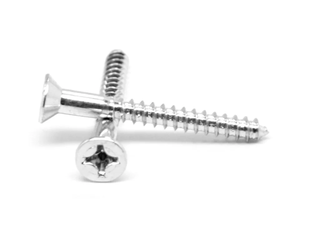 #14 x 1" Wood Screw Phillips Flat Head Low Carbon Steel Zinc Plated Pk 2000