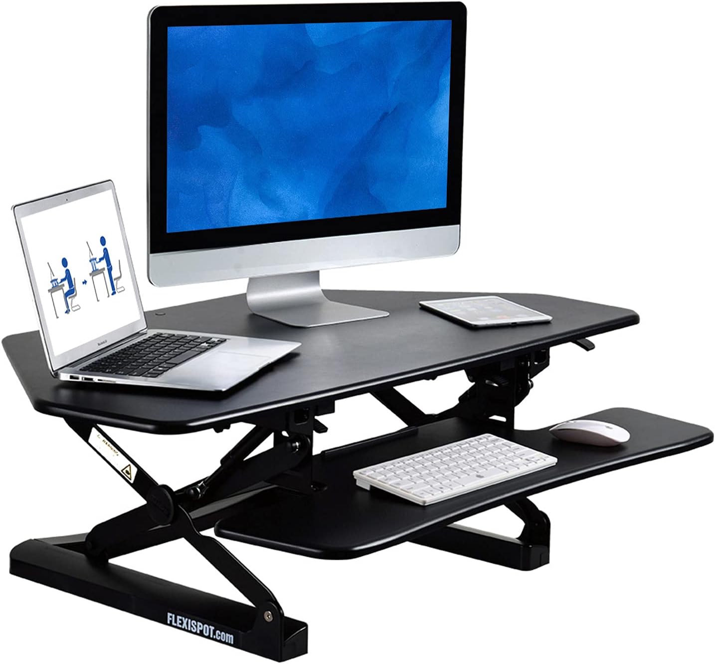 FLEXISPOT 47" Standing Desk Converter Black Height Adjustable Desk Riser with Quick Release Keyboard Tray (M3B)