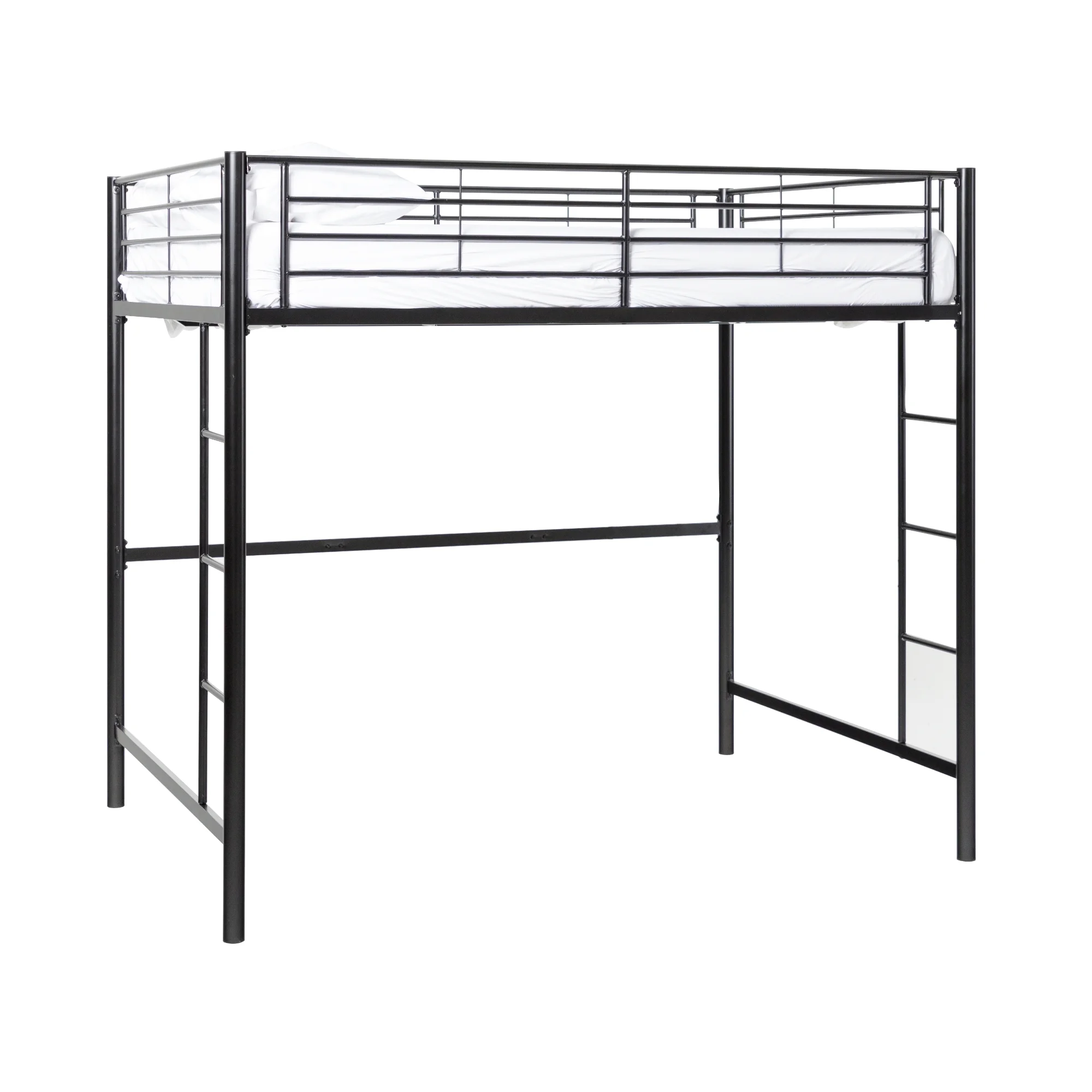 Walker Edison Premium Traditional Twin Metal Loft Bed, Black
