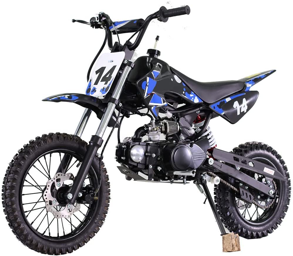 HHH 110cc Dirt Bike Pit Bike Kids Dirt TAO Motors DB14 Gas Dirtbike for Kids Children (Blue)