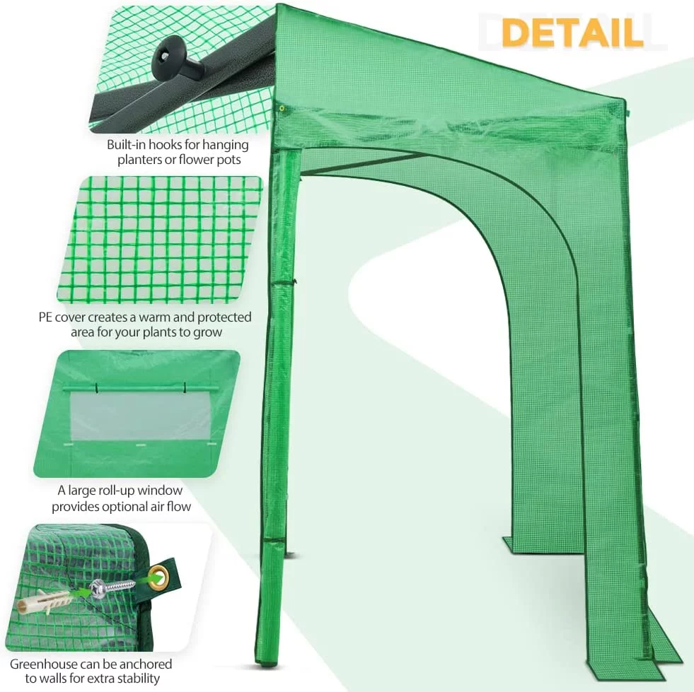 EAGLE PEAK 10'x 5' Portable Lean to Walk-in Greenhouse Instant Pop-up Fast Setup Indoor Outdoor Plant Gardening Green House Canopy