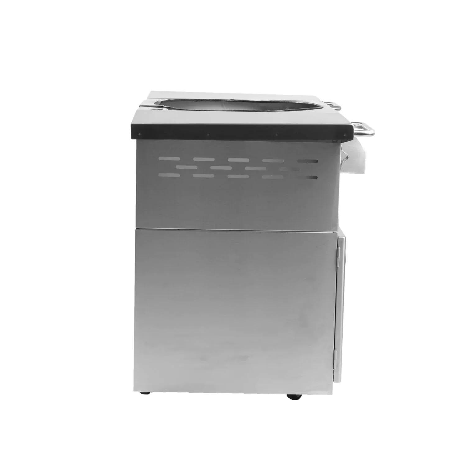 BBQGuys Signature Stainless Steel Grill Cart for 18x22 Kamado Grill - Fits The Blaze Kamado, Big Green Egg Large, u0026 Kamado J